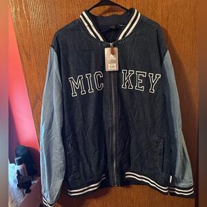 Disney Mickey Denim Varsity Jacket - Navy & Light Blue